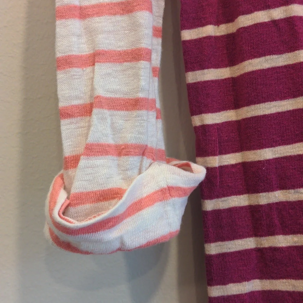 Madewell 100% Linen Two-toned Stripe 3/4 Sleeve Tee - Picture 3 of 8